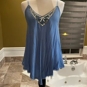 New Baby Blue Candies Tank Top with embellishments